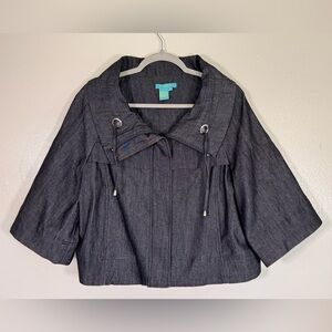 SANDRO Vintage Retro Cropped Swing Jacket - Women’s Size XL -Charcoal Gray Denim